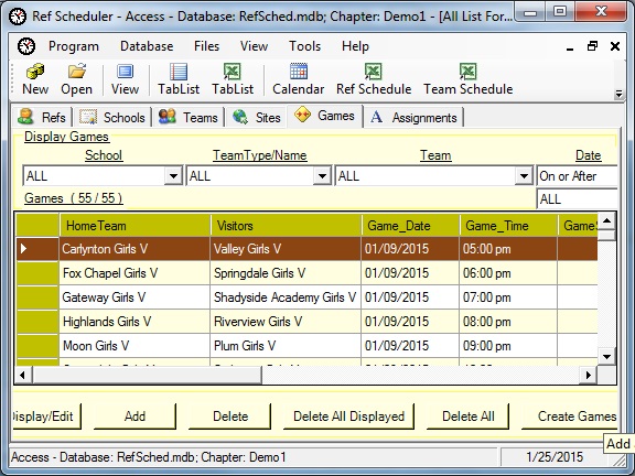 Sports Referee Assigning Software